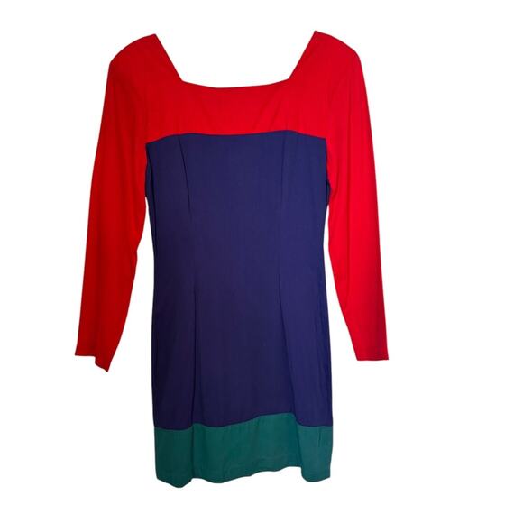 American Vintage | Dresses | Vintage Switch Colorblock Dress Red Blue ...